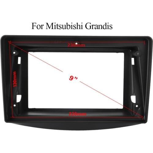 Double Din Black ABS Trim Fascia Frame For Mitsubishi Grandis Refit Car Android 9"Radio Navigation DVD Mounting Dashboard New