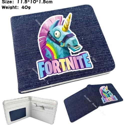 Game Wallet Fortnite Denim Wallet Men Woman Double Fold Wallets Kids Coin Purse Fashion Short Card Bag Money Clip Birthday Gift