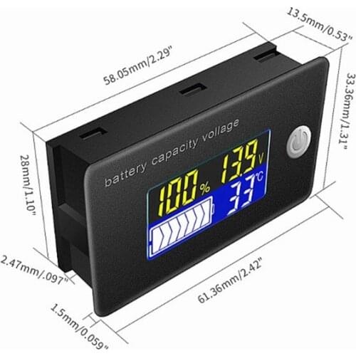 GXMA Li-ion Lifepo4 Lead acid Battery Capacity Indicator 12V 24V 36V 48V 60V 72 Display LCD Voltmeter Temperature Meter Tester