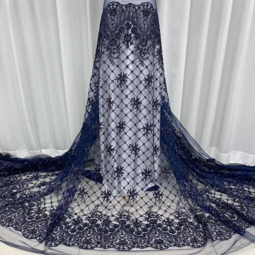 Latest2021High Quality African Nigerian Organza Lace Fabric Wewing Wear Tulle Sequins Wedding Party Gown Dress Embroidery 5Yards