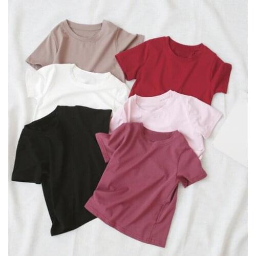 Summer Solid Color Boys And Girls T-Shirts Kids Shirts Short Sleeve Girl Tops Tee Baby Toddler Cotton T Shirt Childrens Clothes