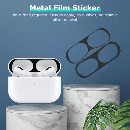 Hot Selling Electroplate Film Sticker Dust-proof Metal Protective Cover Case Headphones Accessories for AirPods Pro