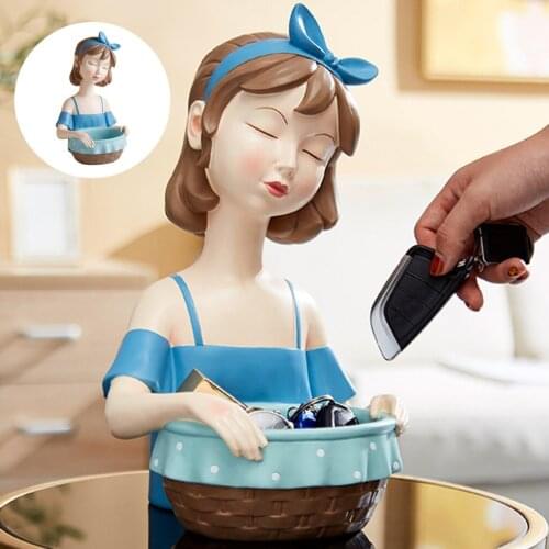 Girl Figurine Lovely Statue Storage Basket Tray Box Party Decoration Gifts