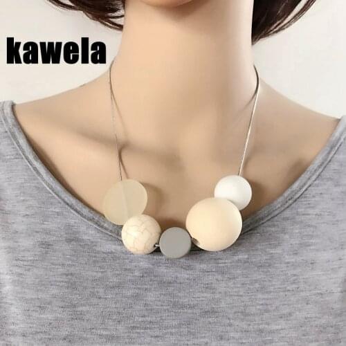 New Fashion Sweet Design Snake Chain Wood Ball Natural Stone Choker Necklace