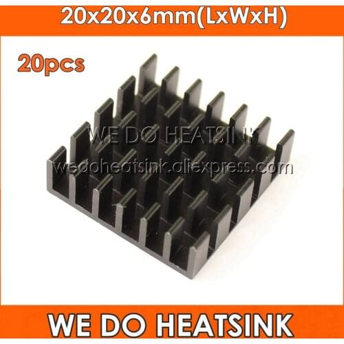WE DO HEATSINK 20pcs 20x20x6mm Aluminum Radiator Heat Sinks Black Anodized For CPU and Metal Ceramic BGA Packages and PC