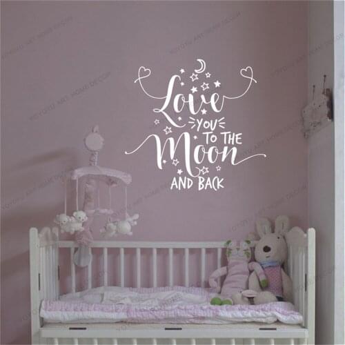 Love You To The Moon Wall Stickers Decal Quote Room Decoration Wall Decals Sticker Vinyl Wallpaper Poster Mural CX2136