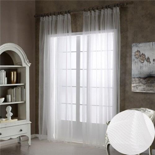 Cheap White Tulle Curtains for Living Room Jinya Home Jacquard Polyester Sheer Window Door Curtain Panels for Hotel Bedroom