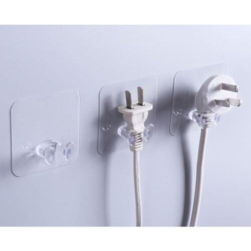 2021 New 5pcs Wall Storage Hook Power Plug Socket Holder Transparent Adhesive Hanger Shaving Razor Rack Home Office Bathroom