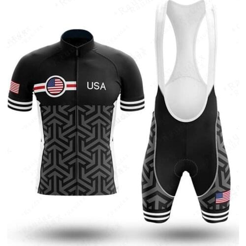 USA Cycling Clothing United States Custom Ropa Ciclismo Hombre Short Sleeve Cycling Set Mtb Bike 2021 Uniforme Maillot Ciclismo