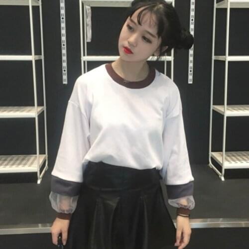 Autumn winter new students sweet women loose lantern sleeves T - shirt college wind long - sleeved Tops & Tees