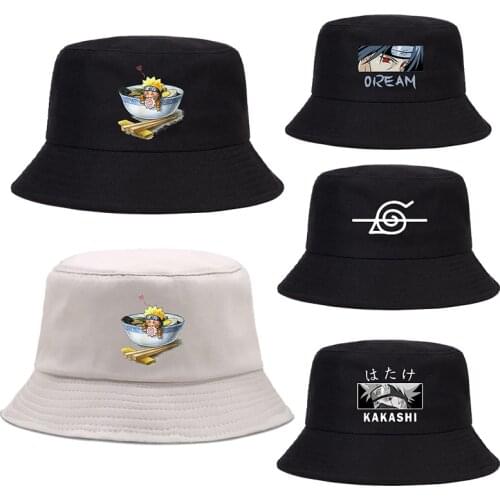 Japanese Anime Summer Hat Women Men Panama Bucket Cap The Design Flat Visor Harajuku Bucket Hat Fisherman Hat