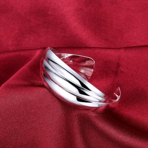 Charms 925 Sterling Silver Popular Weave bangles for Women cuff Bracelets fine Jewelry Wedding Party Christmas Gifts