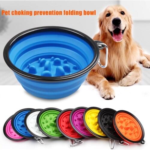 Portable Dog Slow Feeder Bowl Collapsible Pet Slow Eating Bowl Foldable Dog Feeder JW