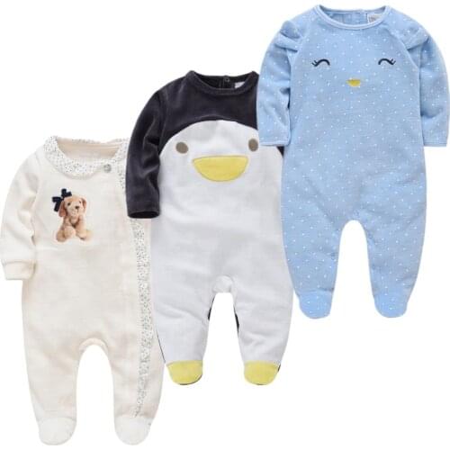 Roupa De Bebe 0-12month Baby Girl Clothes Winter Cartoon Velvet Christmas Newborn Baby Boys Footies Warm Toddler Unisex Overalls