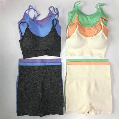 2 Piece Sexy Seamless Yoga Set Sports Suit GYM Clothing Female Workout Clothes Sports Bra+High Waist Gym Shorts Women Sportwear