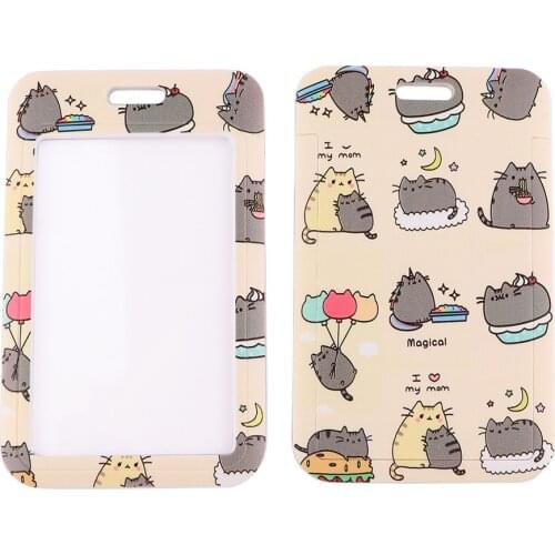 PC3297 Lovely Cat Lanyard Card ID Holder Car KeyChain ID Card Pass Gym Mobile Phone Badge Kids Key Ring Holder Jewelry