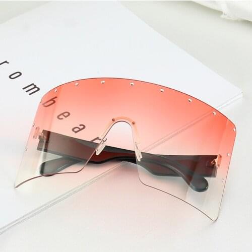 PAMASEN Anti Voyeur Anti-glare Glasses for Women Big Frame Siamese Gradient UV400 Sun Glasses Female Sun glasses For Men Women