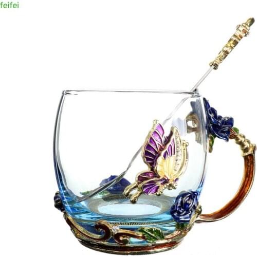 Creative Coffee Cup Mug Tea Glass Cups Korean Funny Custom Tea Cup Spoon Set Modern Vaso Termico Perfect Wedding Gift EE5MK