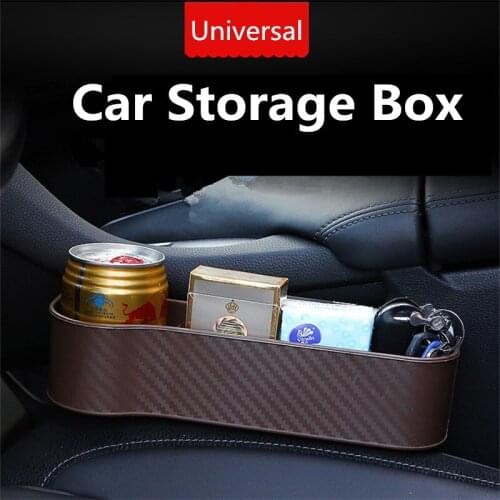 Universal Carbon Fiber Car Seat Crevice Gaps Storage Box Auto Drink for Pockets Organizers Stowing Tidying Car Accessories