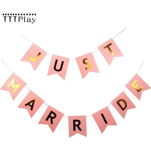 Just Married Banner Flag Vintage Wedding Bunting Garland Photo Booth Props Romantic Wedding Decoration Event Party Supplies