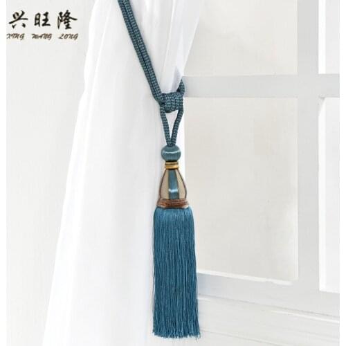 XWL 2Pcs Curtain Tieback Tassel Brush Tower Straps Hanging Bind Ropes Belt Ball Buckle Hook Holder Curtain Accessory Tiebacks