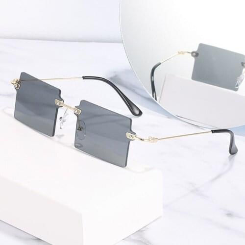 HKNA Rimless Sunglasses Women 2021 High Quality Metal Square Sunglasses for Women Retro Sun Glasses Men Punk Gafas De Sol Mujer