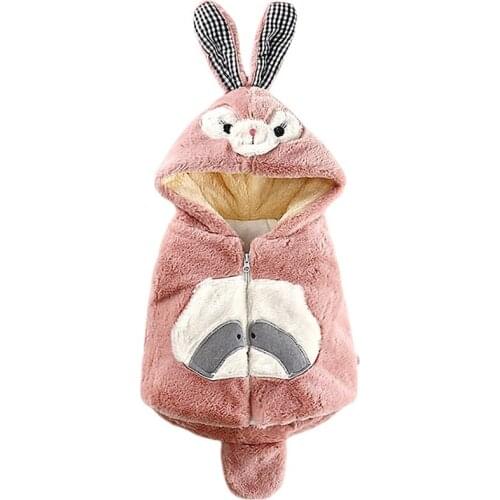 Boy Winter Girl Vest Solid White Duck Down Feathers Warm Vest Baby Kids Children Boy Vest long Rabbit Ear winter boys coat
