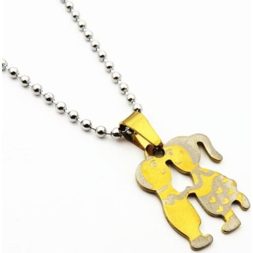 Gold-color Stainless Steel Lovers Necklace Pendant Jewelry