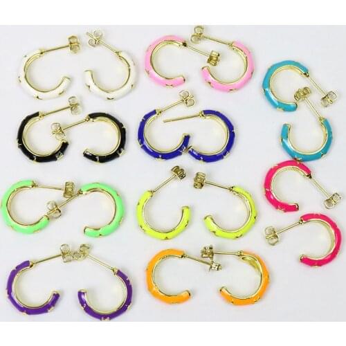 10 Pairs Enamel C Shape Stud earrings Colorful Enamel earrings Fashion Stud earrings jewelry Drop earrings for women 51500