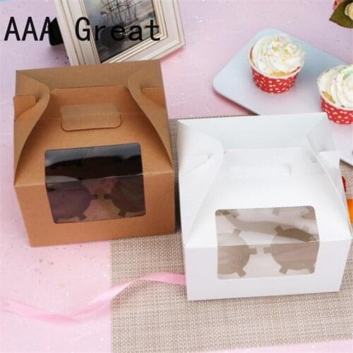 10Pcs/Lot Kraft Paper Box Packaging Box Wedding Party Gift Candy Favor Package Boxes For Handmade Storage Handle Window Birthday