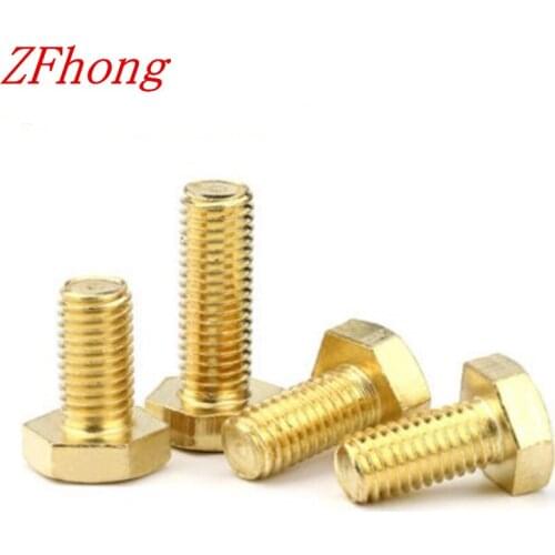 100pcs DIN933 M5*8/10/12/16/20/25/30/35/40 Brass Hex Bolt