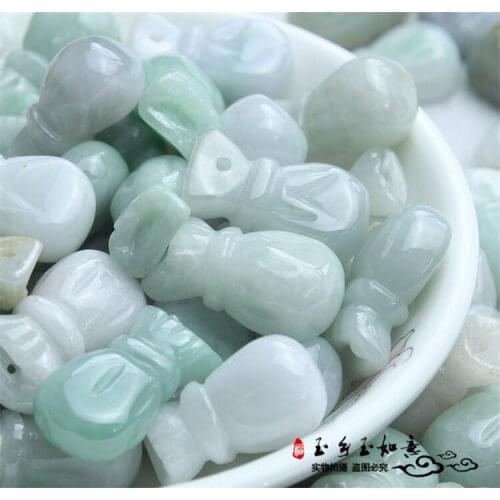 3PC Natural Jade Emerald Blessing Bag Green Bead Accessories DIY Bangle Charm Jewellery Fashion Hand-Carved Luck Amulet Gift