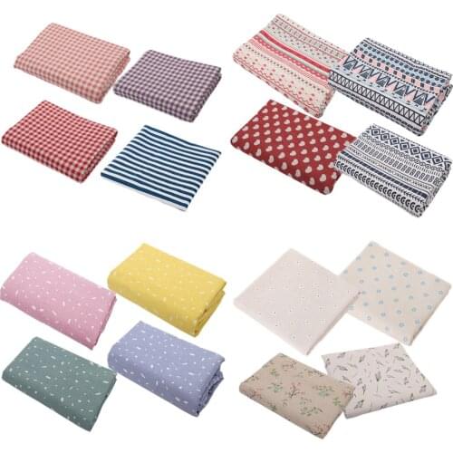 4pcs 50x40cm Linen Cotton Printed Floral Cloth Bundle Sewing Quilting Craft Fabric For Cushion Cover Needlework Handmade Materia