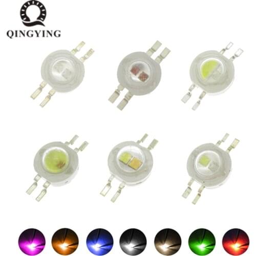 5pcs 2*3W Double Color LED Diodes High Power Light Beads White Red Green Blue Yellow UV Light Source For Flashlight Car Light