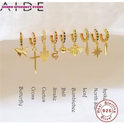 AIDE Animal Hoop Earrings For Women 925 Silver Earrings Fashionable Piercing Earring For Girls Fine Jewelry Pendiente Brincos