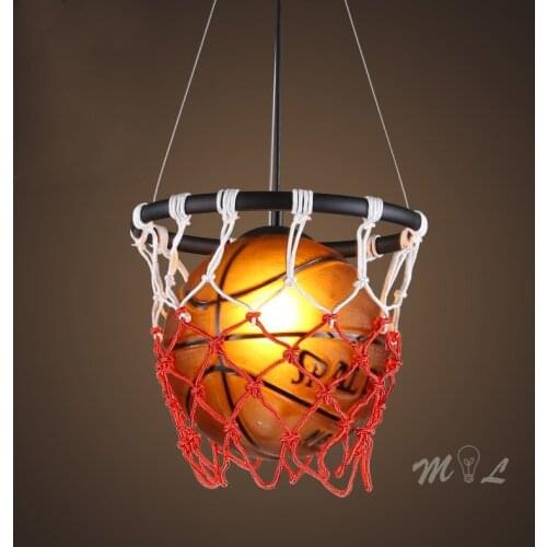 Acrylic Basketball Pendant Lights with Basket Hanging Lamp Home Deco Bar Cafe Shop Suspension Living Room Bedroom Light Fixtures
