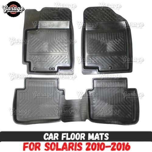 Car floor mats case for Hyundai Solaris 2010-2016 rubber 1 set / 4 pcs or 2 pcs accessories protect of carpet decoration