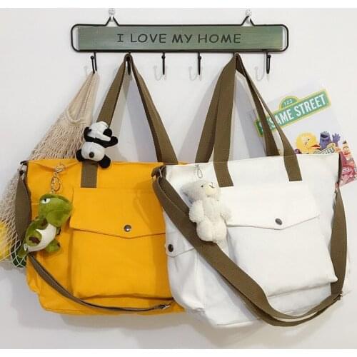 Exterior Pocket Large Canvas Totes Ladies Casual Shoulder Bag Foldable Shopping Bags Beach Bag Boat Reusable Female Handbag