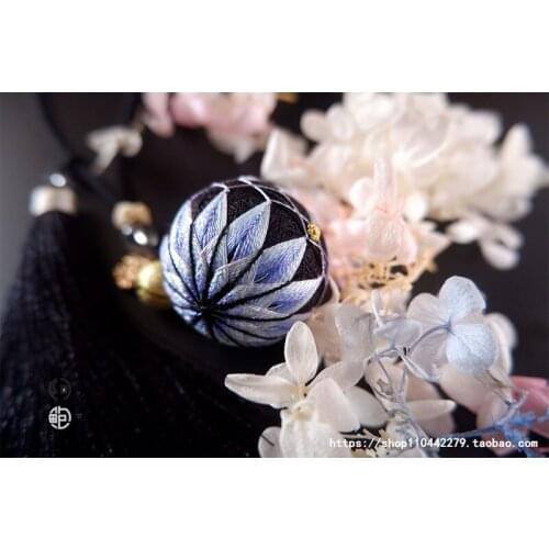 BLACK blue Temari hand ball/Temari ball Material package(make by yourself) DIY Key buckle Pendant gift