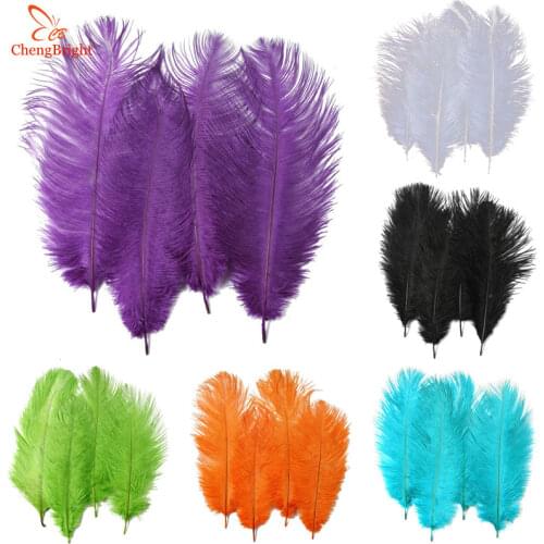 CHENGBRIGHT 10 Pcs 40-45cm Beautiful Colored Ostrich Feathers DIY Jewelry Accessories Wedding Decorations Plume Feather Ostrich