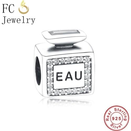 FC Jewelry Fits Original Brand Charms Bracelet 925 Silver Scent Eau Perfume Mix Clear CZ Beads Pendant for Making Berloque DIY