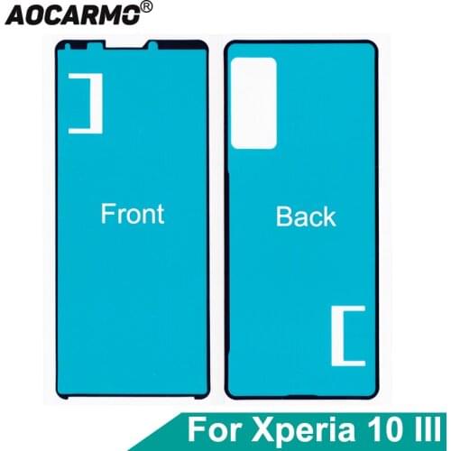 Aocarmo For SONY Xperia 10 III X10III Front LCD Display Screen Adhesive Back Cover Rear Housing Door Sticker Glue Tape