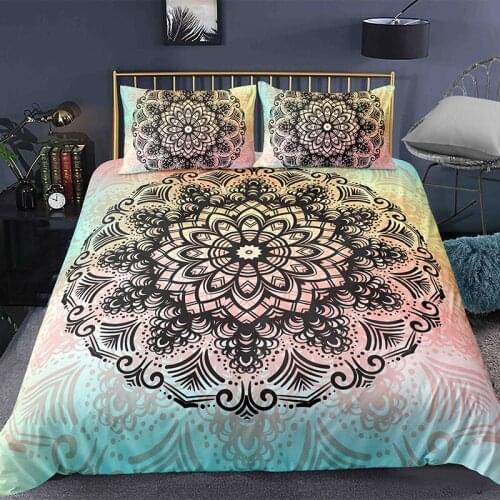 Bohemian 2/3 pieces Mandala Bedding Set Single Twin Queen King Size Comforter Duvet Quilt Cover and Pillowcase Soft Bedclothes
