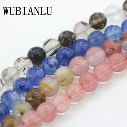 WUBIANLU 4 Colors 4 6 8 10 12 14mm Watermelon Tourmaline Round Loose Beads For Jewelry Making DIY Fashion Charm Unisex Bead 2pcs