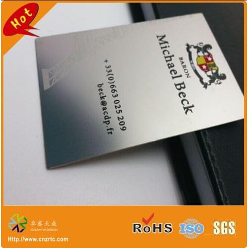 2015 hot selling credit card size silver color high grade stainless steel business card(0.3mm/0.5mm/0.8mm etc)