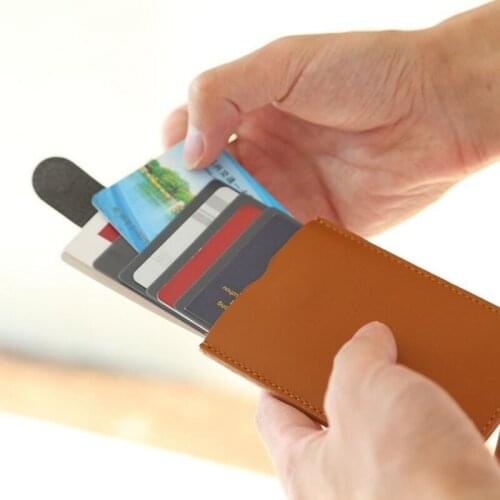 2020 Hot Slim Genuine Leather Men Card Holder Multifunction ID Cash Cardholder Stack Up Pull Out Mini Cascading Wallet Purses