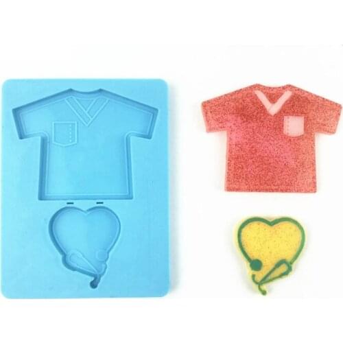 N7MF Shirt Love Heart Decorations Resin Mold Jewelry Pendant Keychain Silicone Mould