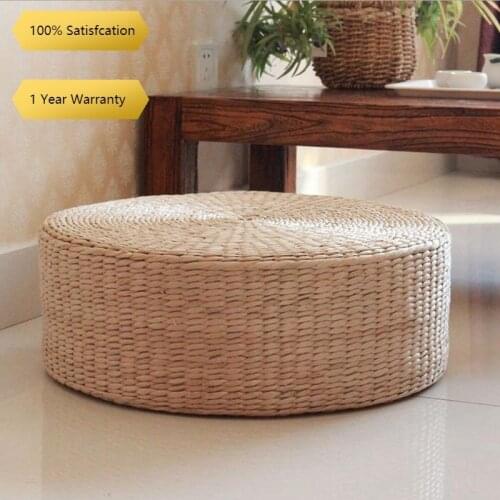 Tatami Floor Pillow Seating Cushion,Round Padded Room Floor Straw Mat for Outdoor Indoor Seat(17.7 Inch X 4.2 Inch) Seat Cushion
