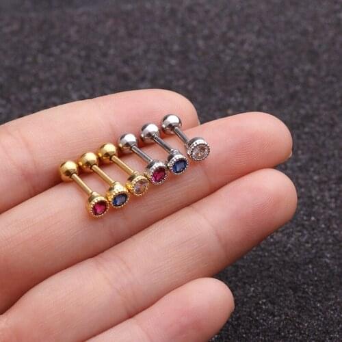 Stainless Steel Ear Piercing Stud Cz Round Cartilage Helix Stud Earring Piercing Jewellery