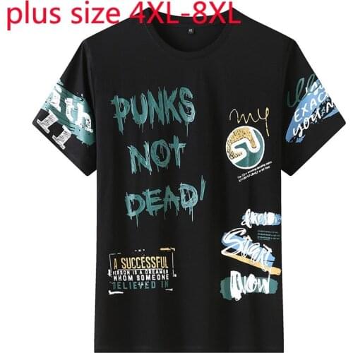 New Arrival Super Large Men Fashion Printed Short Sleeve Male O-neck Knitted Print Men T Shirt Plus Size 4XL 5XL 6XL 7XL 8XL